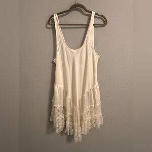 Free People Intimately Ivory Lace Hem Slip Dress Size L NWT